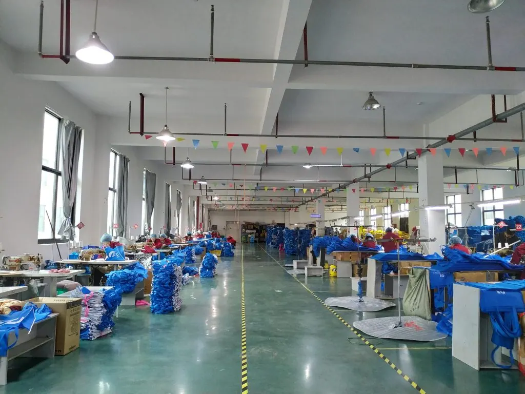 Bag production equipment and finished goods inside the factory