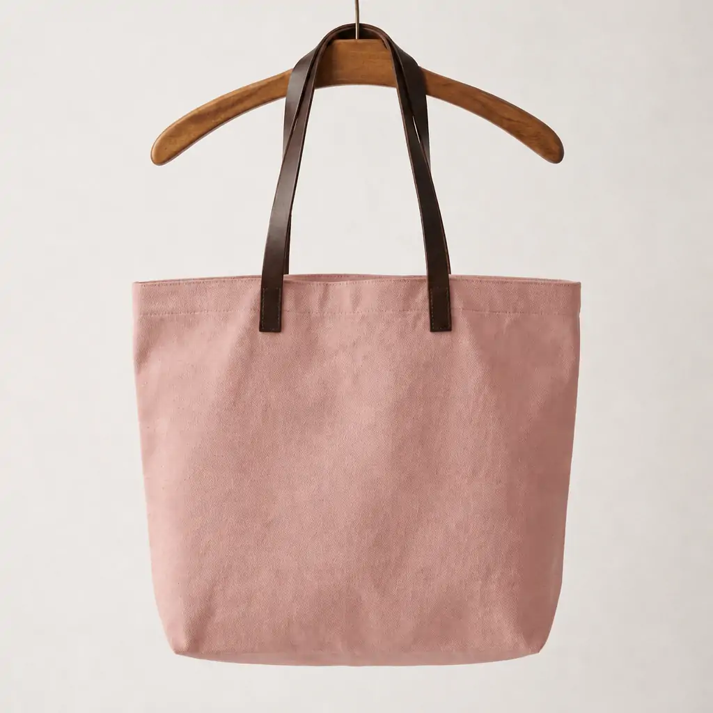12oz natural canvas tote bag 40x10x34cm with contrast dark brown leather handles and open-top design