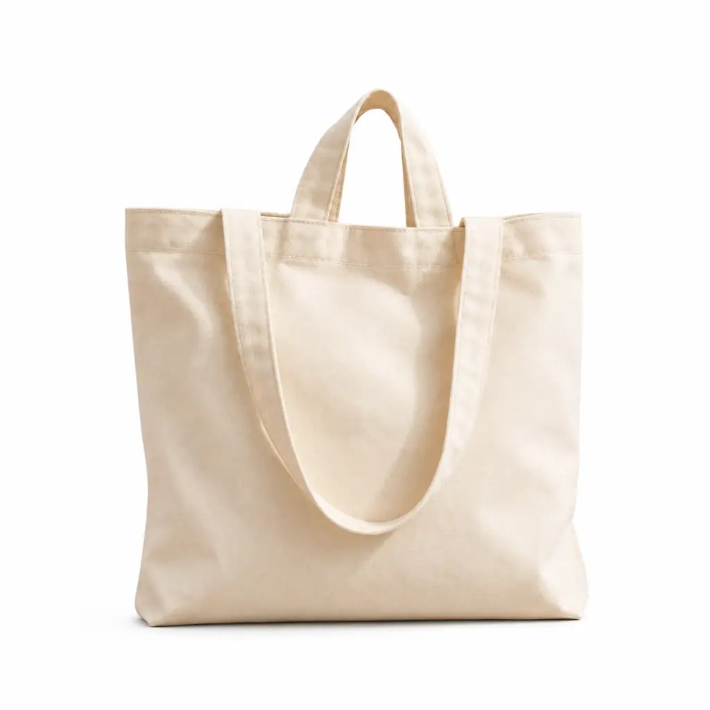 Sage green cotton tote bag 38x38cm with dual handles — short top handles and long shoulder straps — hanging on a wall hook