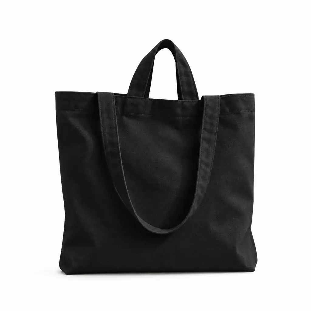 Sage green cotton tote bag 38x38cm with dual handles — short top handles and long shoulder straps — hanging on a wall hook