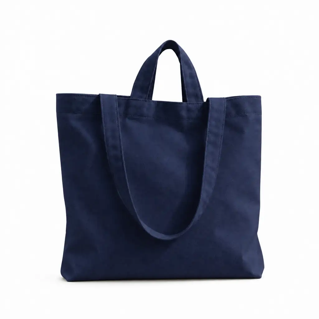 Sage green cotton tote bag 38x38cm with dual handles — short top handles and long shoulder straps — hanging on a wall hook