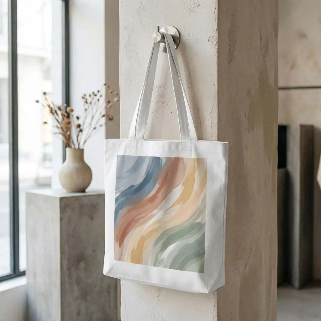 Custom canvas shopping bag 35x10x40cm with reinforced handles