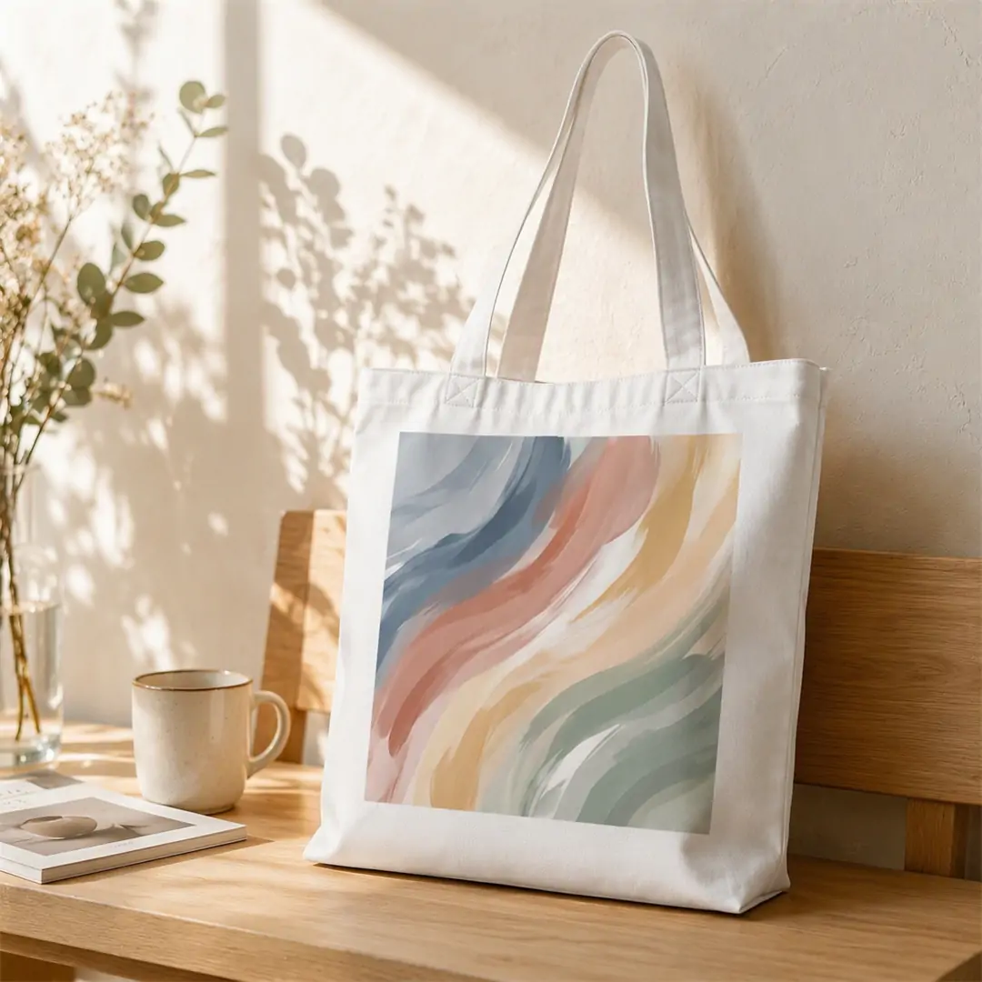 Custom canvas shopping bag 35x10x40cm with reinforced handles