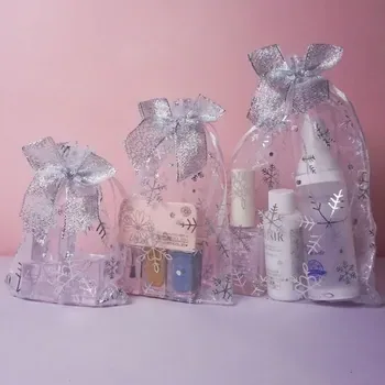 Custom Clear Christmas-Print Silk Gift Bag