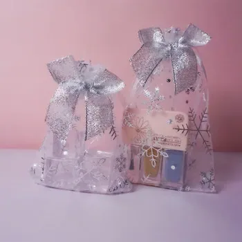 Custom Clear Christmas-Print Silk Gift Bag