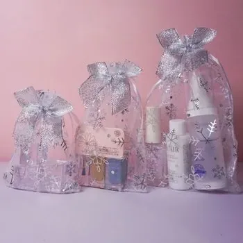 Custom Clear Christmas-Print Silk Gift Bag