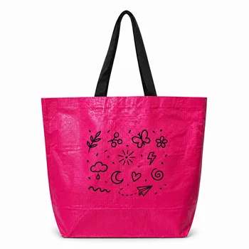Pink PP Woven Grocery Shopping Tote