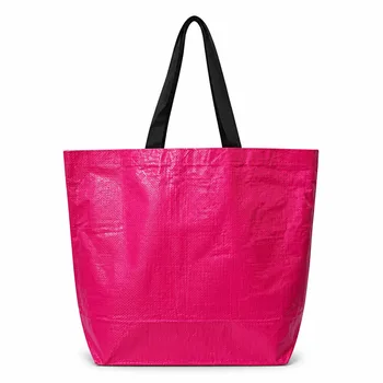 Pink PP Woven Grocery Shopping Tote