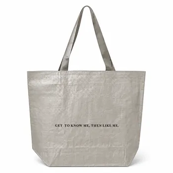 Pink PP Woven Grocery Shopping Tote