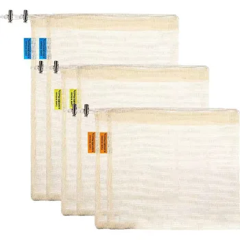 Cotton Net Produce Drawstring Bag