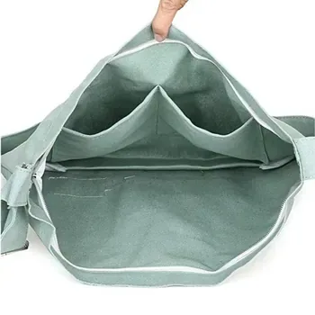Custom Zippered Green 10oz Canvas Shopping Tote