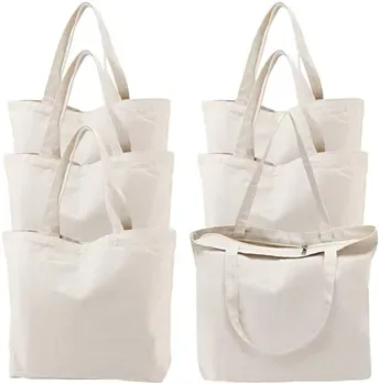 Custom Zippered Cotton Canvas Shopping Tote ZG20240123M1