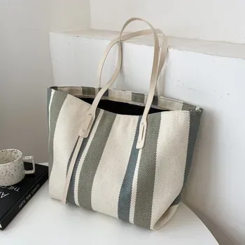 Custom Striped Canvas Shopping Tote ZG20250429M4