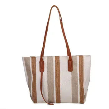 Custom Striped Canvas Shopping Tote ZG20250429M4