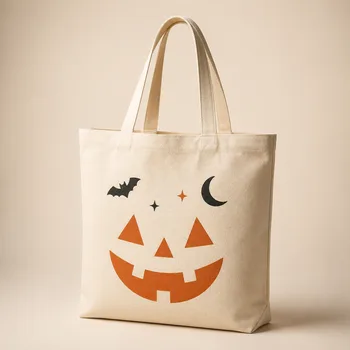 Pumpkin Print Cotton Canvas Gift Tote