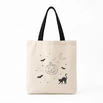 Pumpkin Print Cotton Canvas Gift Tote