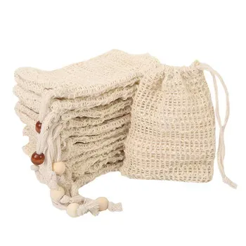Custom Mesh White Jute Drawstring Bag