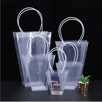 Custom Clear Floral-Print PVC Gift Bag