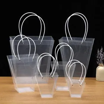 Custom Clear Floral-Print PVC Gift Bag