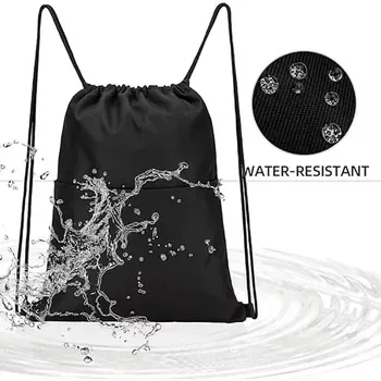 Waterproof 600D Sports Drawstring Bag with Pocket