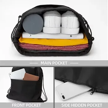 Waterproof 600D Sports Drawstring Bag with Pocket