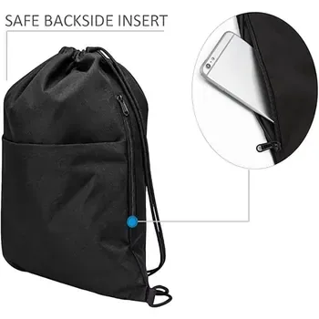 Waterproof 600D Sports Drawstring Bag with Pocket