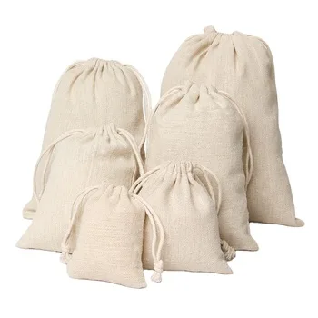 Small Jute Rice and Tea Drawstring Pouch