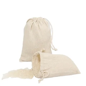 Small Jute Rice and Tea Drawstring Pouch