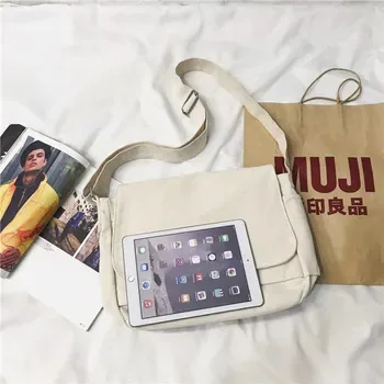 Custom Cotton Canvas Crossbody Bag with Front Pocket