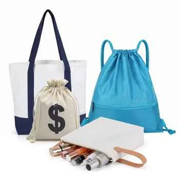 Long-Handle Cotton Grocery and Beach Tote