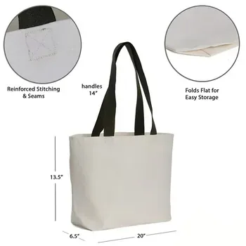 Plain White Canvas Logo Tote