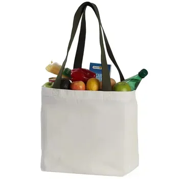 Plain White Canvas Logo Tote