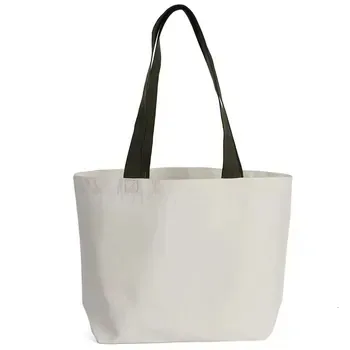 Plain White Canvas Logo Tote
