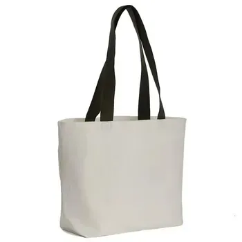 Plain White Canvas Logo Tote