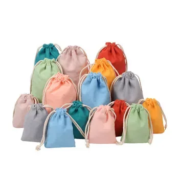 Custom Pink Cotton Canvas Drawstring Gift Bag