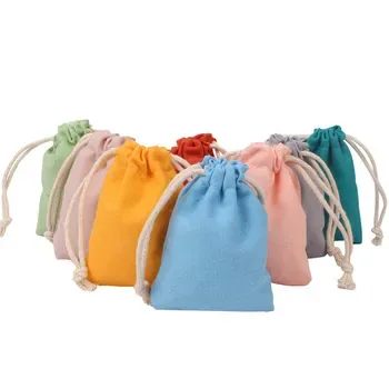 Custom Pink Cotton Canvas Drawstring Gift Bag