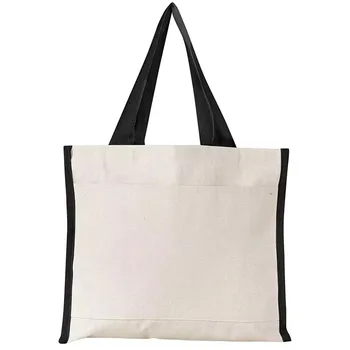 Embroidered Square Canvas Shopping Tote