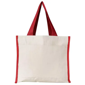 Embroidered Square Canvas Shopping Tote