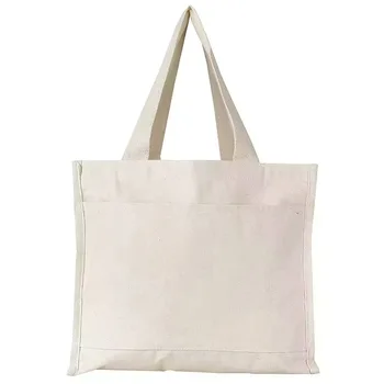 Embroidered Square Canvas Shopping Tote