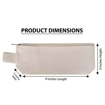 Custom Zippered White Cotton Canvas Makeup Pouch