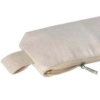 Custom Zippered White Cotton Canvas Makeup Pouch