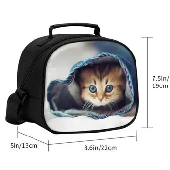 Custom Insulated Black 600D Lunch Cooler Bag