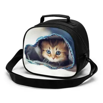 Custom Insulated Black 600D Lunch Cooler Bag