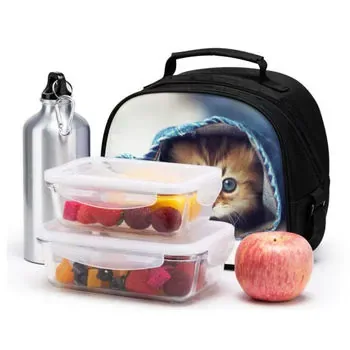 Custom Insulated Black 600D Lunch Cooler Bag