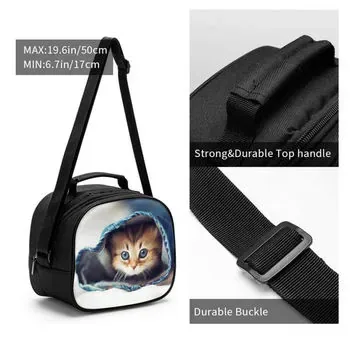 Custom Insulated Black 600D Lunch Cooler Bag