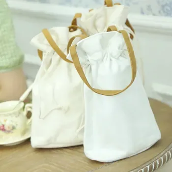 Custom White Cotton Canvas Drawstring Gift Bag