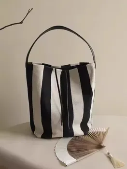 Custom Striped Canvas Shopping Bag