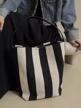 Custom Striped Canvas Shopping Bag