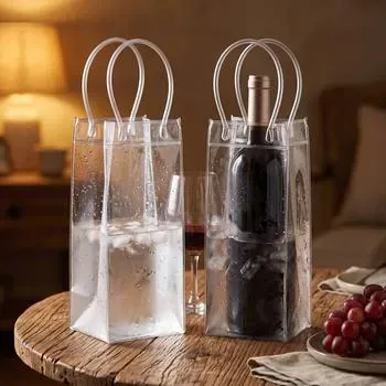 Clear PVC Wine Bottle Ice Carrier