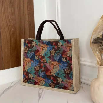 Canvas Shopping Handbag with Logo